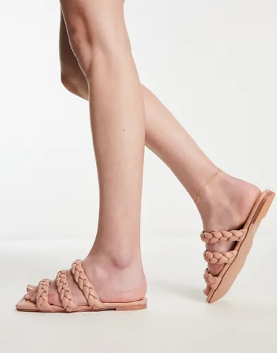 Simmi London cressida plaited strap flat sandals in beige-Neutral