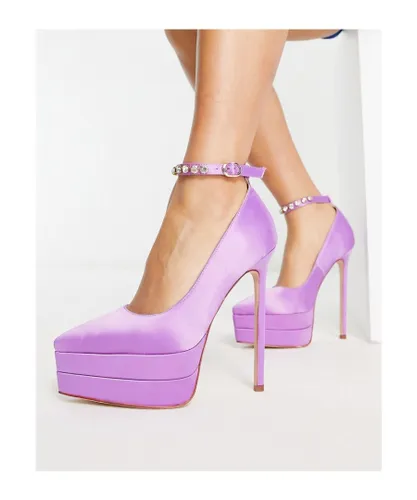 SIMMI Shoes Womens London double platform stiletto sandals in purple