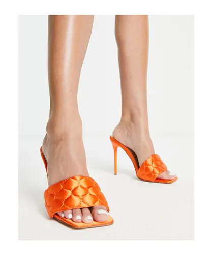 SIMMI Shoes Womens London maeve quilted high heel mules in orange
