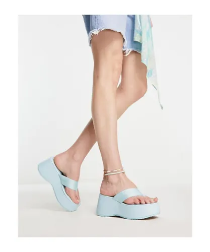 SIMMI Shoes Womens London miellahi toe thong flatform sandals in light blue - Sky Blue