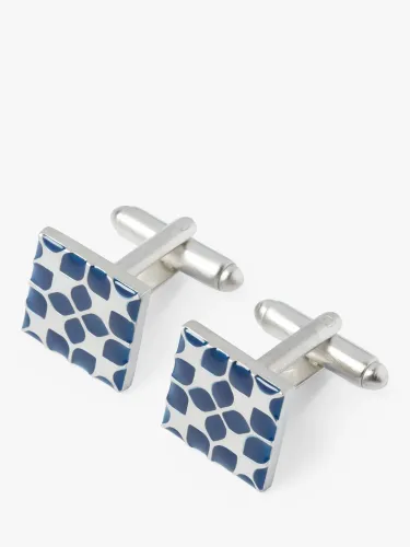 Simon Carter Floral Square Cufflinks, Navy - Navy - Male