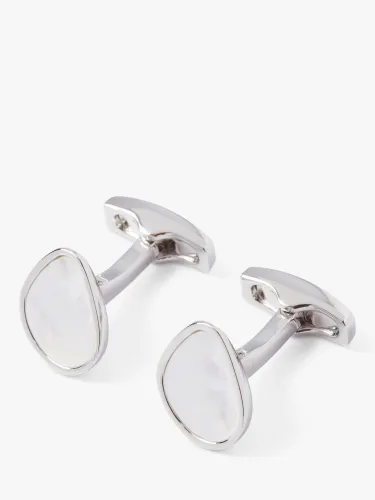 Simon Carter Organic Pebble Mother of Pearl Cufflinks, Silver - Silver - Male