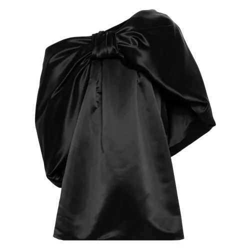 Simone Rocha , OFF Shoulder Gathered BOW Dress ,Black female, Sizes: