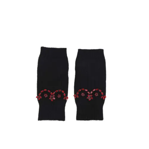 Simone Rocha , Scallop Embellished Cotton Gloves ,Black female, Sizes: ONE