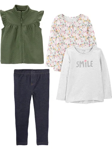 Simple Joys by Carter's Girls' 4-Piece Top and Vest Set