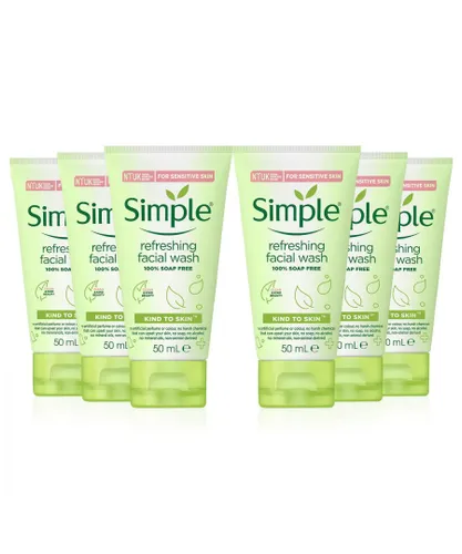 Simple Kind to Skin Soap Free Refreshing Facial Gel Wash, 50ml, 6 pack - NA - One Size