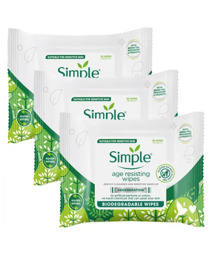 Simple Regeneration Age-Resisting Cleansing Wipes with Green Tea Goodness, 3Pack - One Size