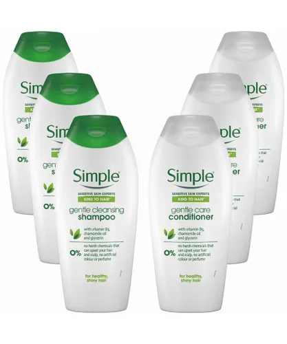 Simple Womens Bundle of Gentle Care Shampoo & Conditioner, 3 Packs of 400ml Each - NA - One Size