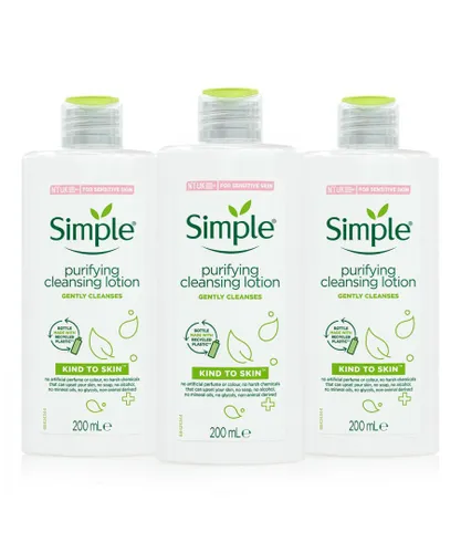 Simple Womens Kind To Skin Purifying Cleansing Lotion, 3x200ml - NA Cotton - One Size
