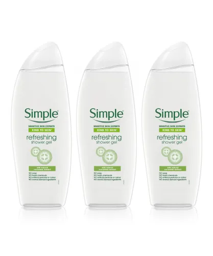Simple Womens Kind to Skin Refreshing Shower Bath Gel 500ml, 3 Pack - NA - One Size