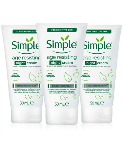 Simple Womens Night Cream Age Resisting Fights Premature ageing 50ml, 3 Pack - One Size