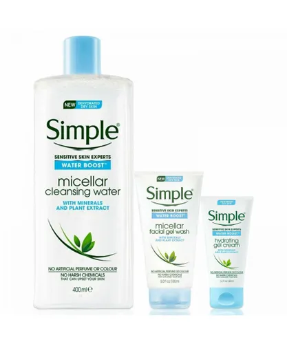 Simple Womens Water Boost Micellar Cleansing for Dehydrated Skin, 3x 400ml - Cream - One Size