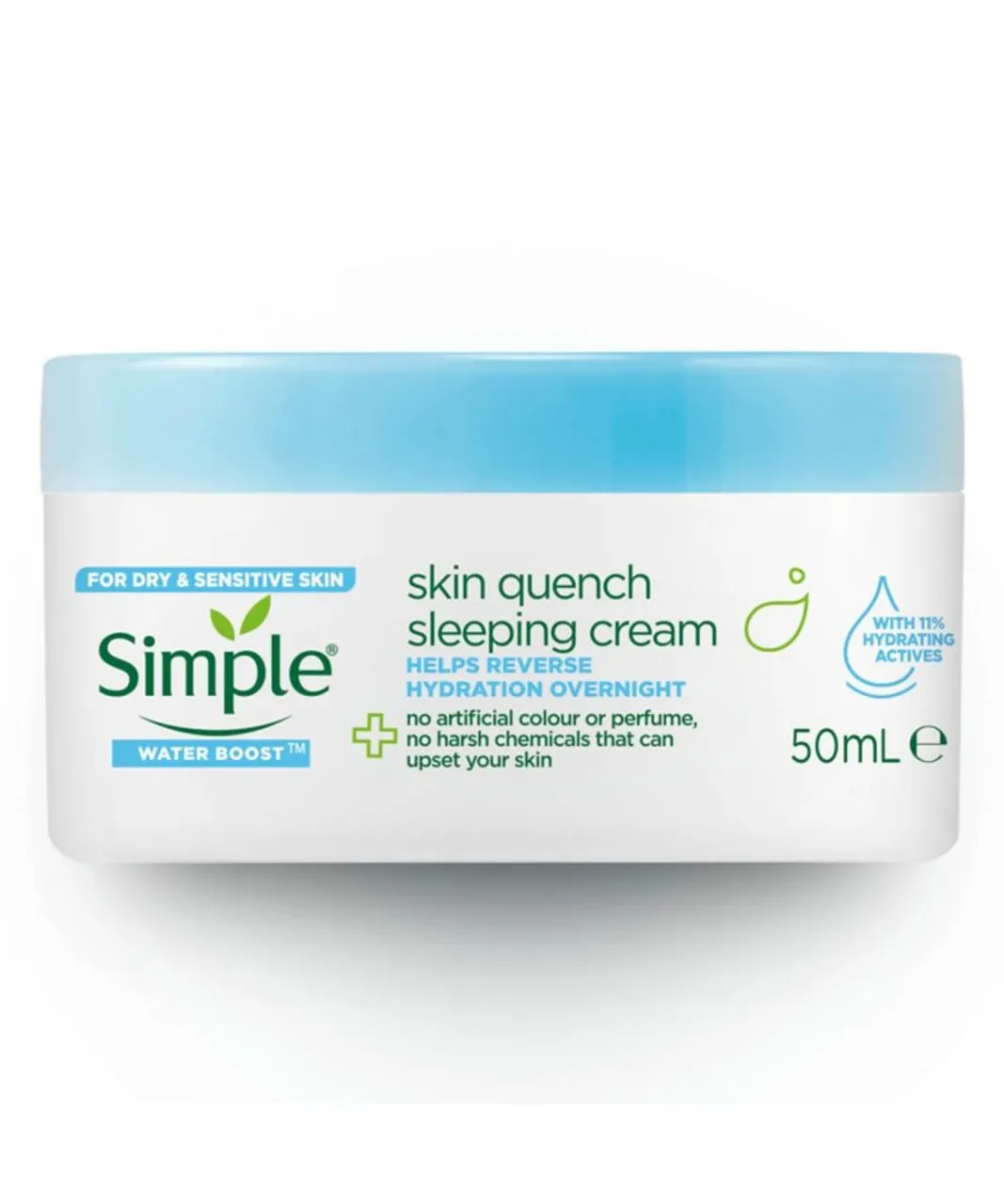 Simple Womens Water Boost Skin Quench Night Cream for Dehydrated 6x 50ml - One Size