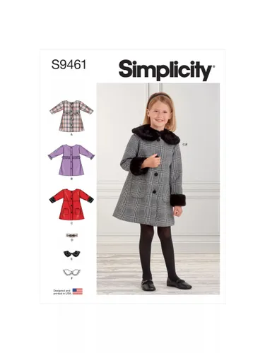 Simplicity Children's Coat Sewing Pattern, S9461, A - Unisex