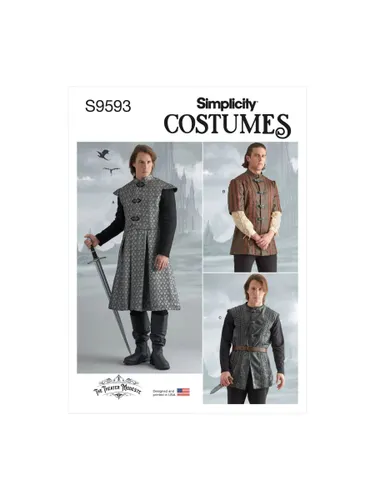 Simplicity Men's Medieval Fantasy Coat, Jacket and Vest Sewing Pattern, S9593 - Multi - Unisex