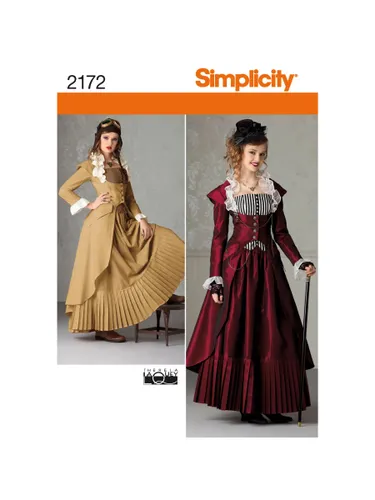 Simplicity Misses' Victorian Style Costume Coat Sewing Pattern, S2172, R5 - Multi - Unisex