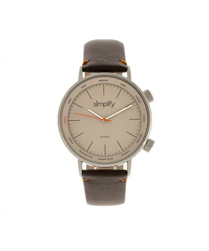 Simplify Unisex The 3300 Leather-Band Watch - Grey Stainless Steel - One Size