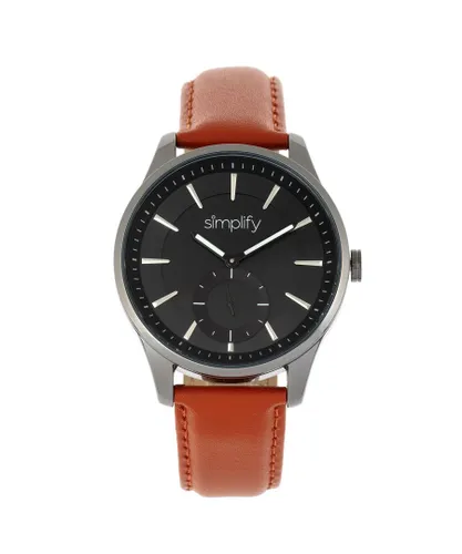 Simplify Unisex The 6600 Series Leather-Band Watch - Orange Stainless Steel - One Size