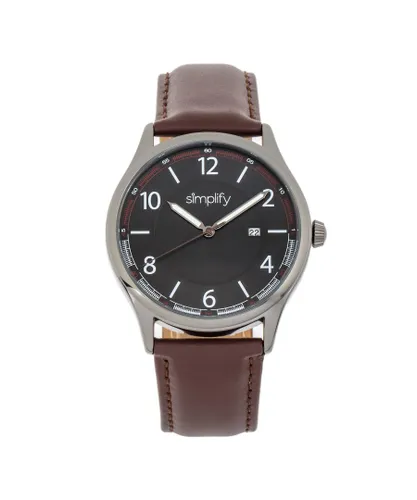Simplify Unisex The 6900 Leather-Band Watch w/ Date - Brown Stainless Steel - One Size