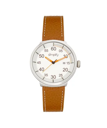 Simplify Unisex The 7100 Leather-Band Watch w/Date - Brown Stainless Steel - One Size