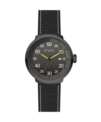 Simplify Unisex The 7100 Leather-Band Watch w/Date - Yellow Stainless Steel - One Size