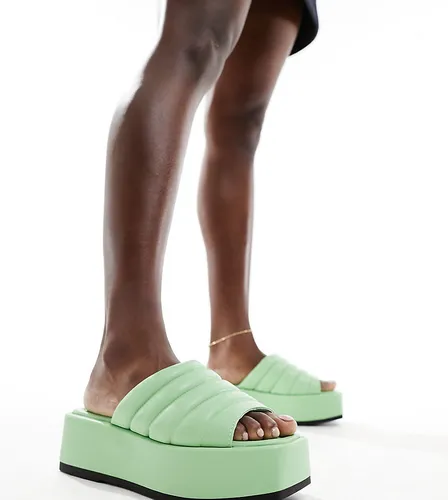 Simply Be Wide Fit flatform sandals in green