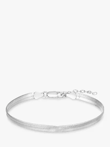 Simply Silver Flat Snake Chain Bracelet, Silver - Silver - Female