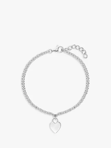 Simply Silver Heart Lock Bracelet, Silver - Silver - Female