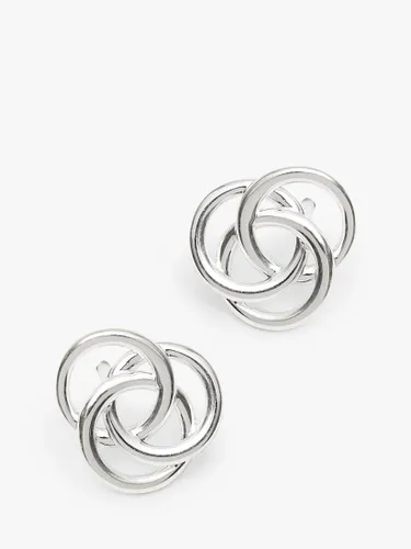 Simply Silver Knot Sterling Silver Stud Earrings, Silver - Silver - Female