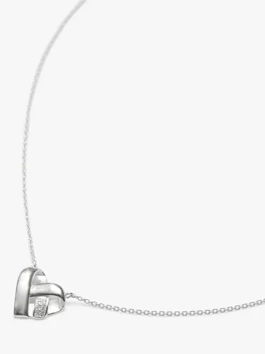 Simply Silver Knotted Heart Pendant Necklace, Silver - Silver - Female