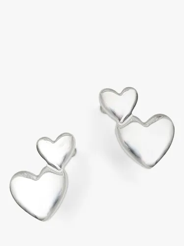 Simply Silver Mini Heart Stud Earrings, Silver - Silver - Female