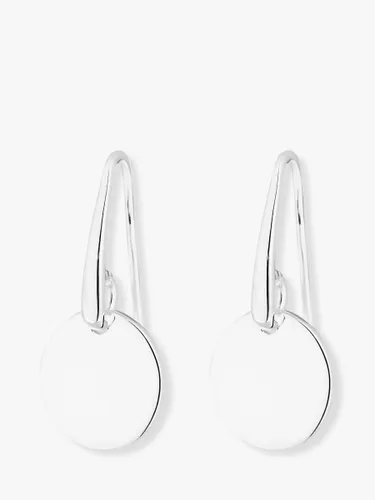 Simply Silver Polished Disc Drop Earrings, Silver - Silver - Female