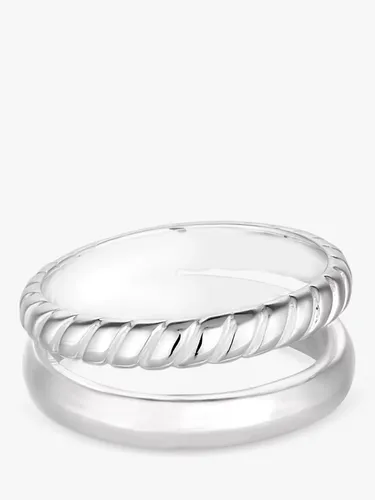 Simply Silver Polished Sterling Silver Rope Ring, Silver - Silver - Female - Size: N