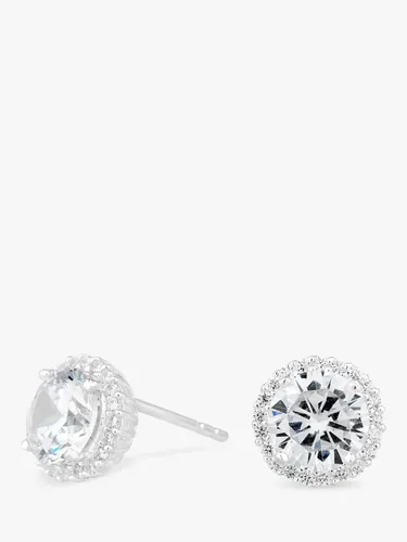 Simply Silver Round Cubic Zirconia Stud Earrings, Silver - Silver - Female