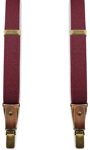 Sir Redman Luxury Suspenders Buck Bordeaux Burgundy Red