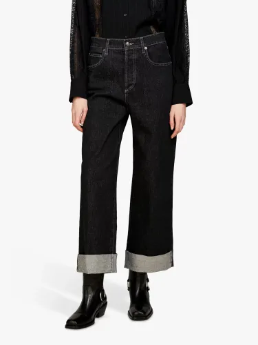 SISLEY Baggy Fit Cuff Jeans, Black - Black - Female