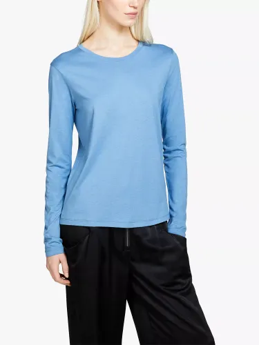 SISLEY Long Sleeve Crew Neck T-Shirt - Blue - Female
