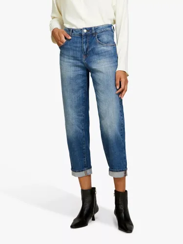 SISLEY Manhattan Cropped Straight Leg Jeans - Mid Blue Denim - Female