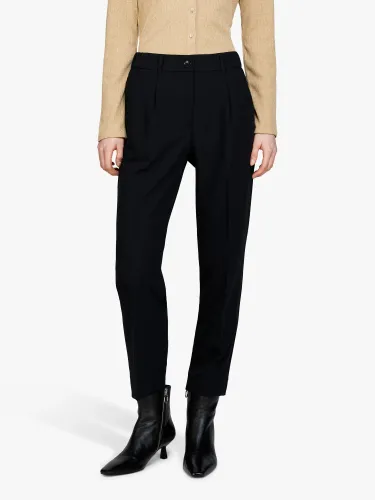SISLEY Plain Tailored Cropped Trousers - Black - Female