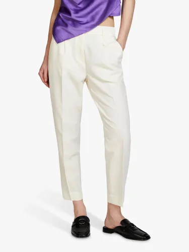 SISLEY Plain Tailored Cropped Trousers - Cream - Female