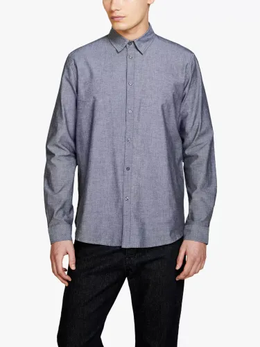 SISLEY Slim Fit Oxford Cotton Shirt, Grey - Grey - Male
