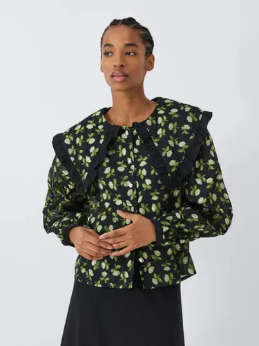 Sister Jane Dream Floral Jacquard Statement Collar Shirt, Black/Multi - Black/Multi - Female