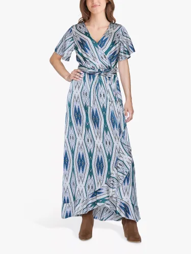 Sisters Point Ehtnic Print Maxi Wrap Dress, Blue/Multi - Blue/Multi - Female