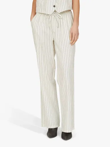Sisters Point Ella Loose Fitted Striped Trousers, Cream/Navy - Cream/Navy - Female