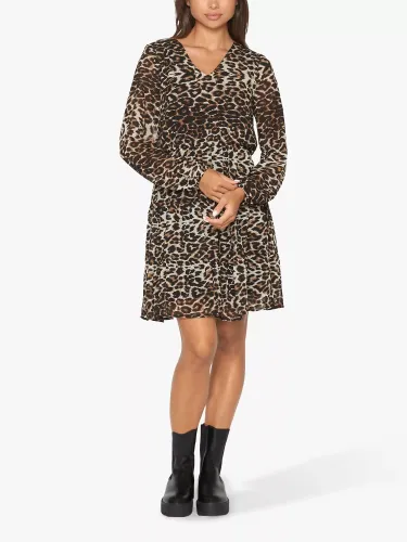 Sisters Point Nice Leopard Print Dress, Brown - Brown - Female