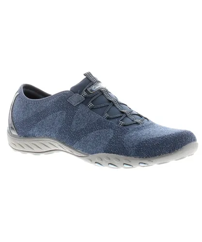 Skechers Breathe Easy Opportuknity Bungee-Laced Womens Trainers Navy Textile
