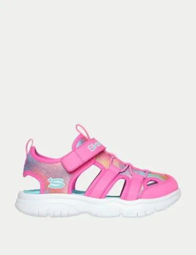 Skechers Girls Flex Splash Riptape Sandals (9½ Small - 3 Large) - 10.5S - Bright Pink, Bright Pink