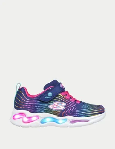 Skechers Girls Rainbow Light Up Trainers (9.5 Small - 3 Large) - 10.5S - Navy, Navy,Black