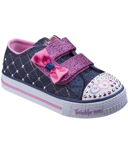 Skechers Girls Shuffles Glitter Crush Twinkle Bejewelled Shoes - Navy