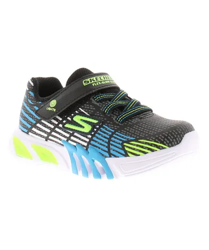 Skechers Infant Boys Trainers S Lights Flex Glow e Touch Fastening black lime